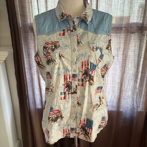 Legacy Falls Western Horse American Flag Rodeo Tank Top